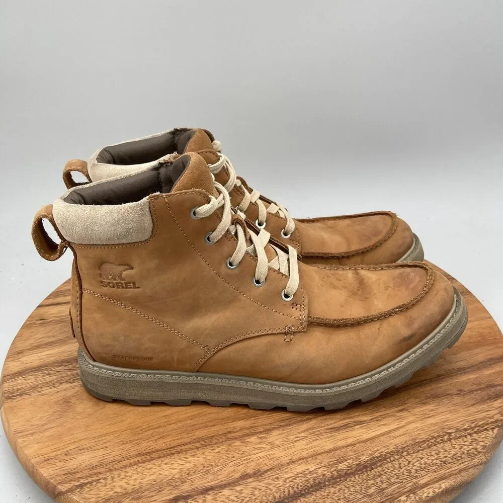 Sorel Moc Toe Madson II Boots Mens Size 11.5 Brown Leather Trail Hiking Walking